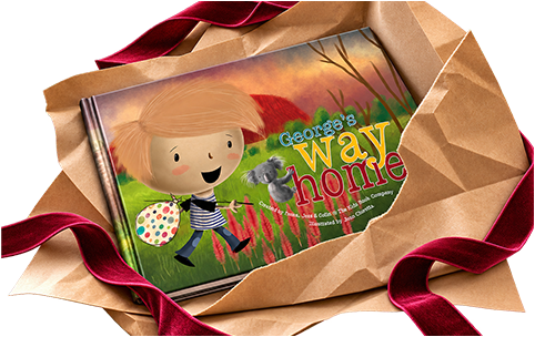 A personalised book, My Way Home, unwrapped from brown paper and ribbon